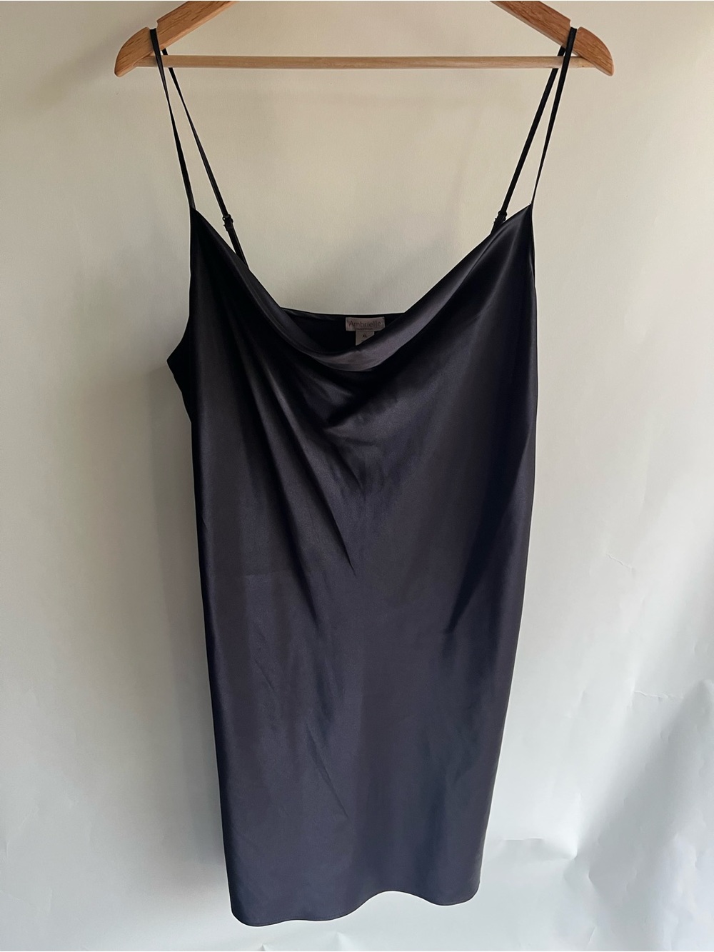 Ambrielle Black Satin Nightgown Sz XL Women’s Lingerie Chemise EUC